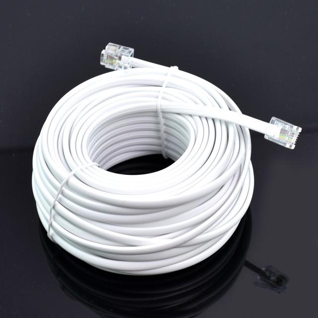 NEW 50 FT FOOT TELEPHONE PHONE EXTENSION CORD CABLE LINE WIRE WHITE RJ11 MODULAR