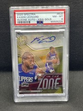 Kawhi Leonard 2020-21 Panini Spectra In The Zone Asia Gold Auto 1/4 Prizm PSA 8
