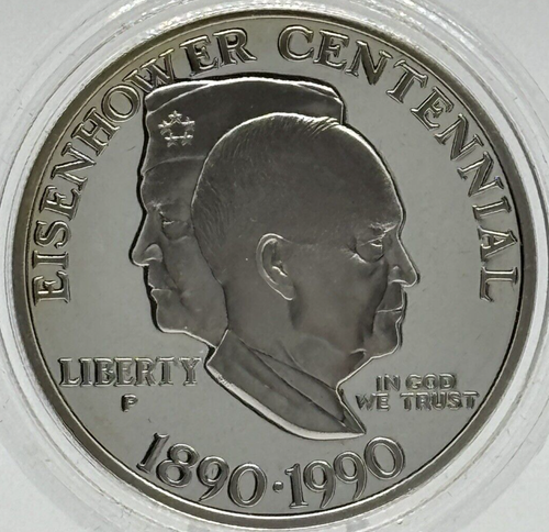 1990-P Eisenhower Silver Dollar Proof Centennial $1 Commemorative (Capsule) #860