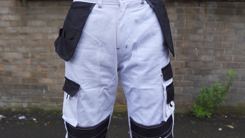 White Pants for Men Construction Painters Pant Utility Trousers Knee Pad Pockets - Video 1 of 1