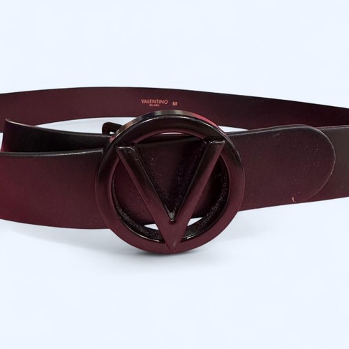 Authentic Valentino Milano “V” Round Logo Belt – Black-on-Black - Size Medium - Picture 2 of 4