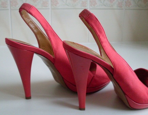 Hobbs London Pink Orange Coral Platform Heels Size UK 7.5 EU 40.5 - Picture 5 of 11