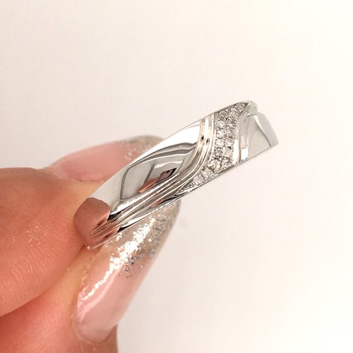 Herrenring 0,15ct Rundschliff Diamant in 14k Weißgold - Bild 3 von 3