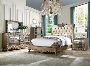 Traditional Antique Gold Mirror Bedroom Furniture 5pc Queen Traditional Antique Gold Mirror Bedroom