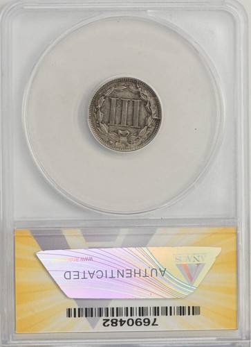 1865 Three Cent 3CN Retained Cud Corroded VF30 ANACS 948425-5 - Picture 2 of 4