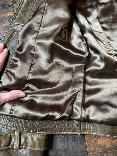 Marc New York Women's Soft & Supple Olive Brown Leather Full Zip Biker Jacket SP - Picture 18 of 20