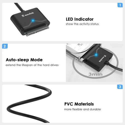 2.5" 3.5" HDD SSD External Hard Drive Reader Power Adapter USB C/A to SATA Cable - Picture 5 of 31