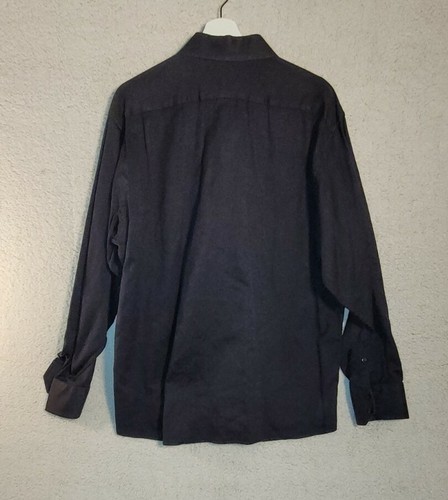 Ben Sherman Men Size 17 34-35 Black Solid Pattern Button Dress Shirt - Picture 2 of 9