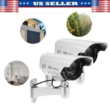 2 PC Dummy Fake Camera Surveillance CCTV Wall Security Camera Flashing LED Light