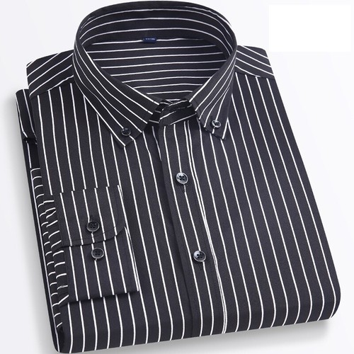 Mens Dress Shirts Long Sleeves Formal Business No Iron Strips Casual Shirts Tops - Picture 11 of 27