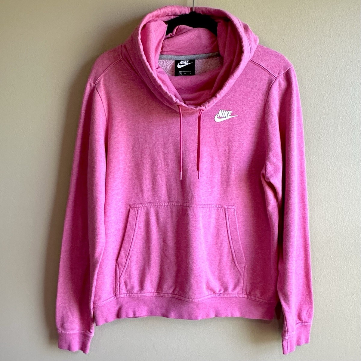 pink nike funnel neck hoodie