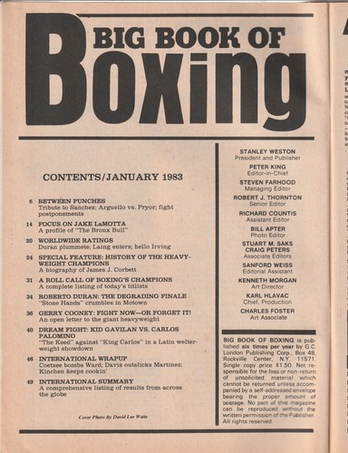 BIG BOOK OF BOXING MAGAZINE GERRY COONEY-LARRY HOLMES BOXING HOFer JANUARY 1983 - Picture 2 of 3