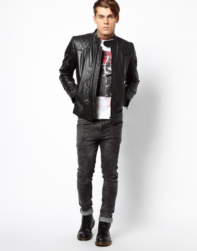 Men's Real Lambskin Leather Jacket Biker Motorcycle Black Slim Fit new Style  - Bild 3 von 4