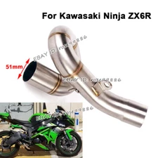 For Kawasaki Ninja ZX6R ZX636 Slip On Exhaust Mid Pipe Link 51mm Short Muffler