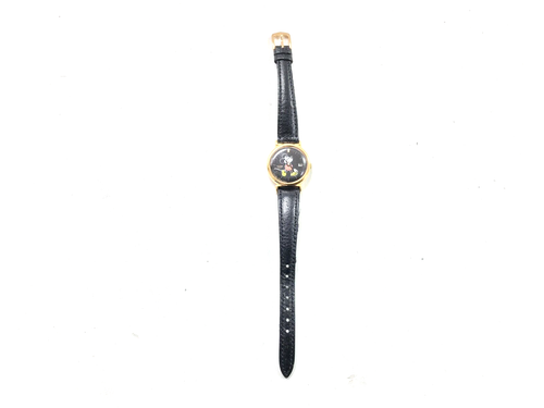 Pulsar Mickey Mouse Watch Unisex Yellow Tone Date Leather Belt - Picture 5 of 7