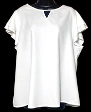 Shein Curve Womens White Top Pullover Short Ruffle Sleeve Blouse Plus Size 2XL