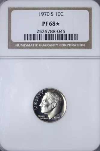 PROOF 1970-S Roosevelt Dime NGC PF68 STAR Deep Cameo Obverse GCQ