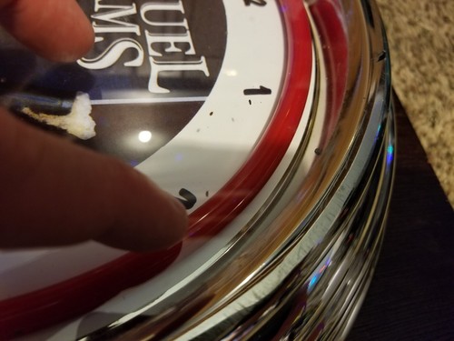 15" Samuel Adams Boston Lager Double Neon Uhr (rot) gebraucht. Getestet Funktioniert Ohne Kabel - Bild 10 von 20