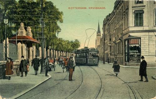 ROTTERDAM HOLLAND NETHERLANDS KRUISKADE DISTRICT TRAM 1909 OLD POSTCARD VIEW - Picture 1 of 2