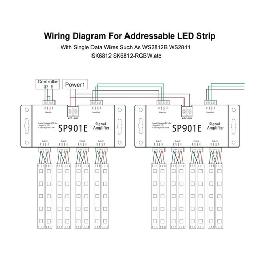 SP901E SPI Signalverstärker Repeater für RGB adressierbarer LED-Streifen & Traumfarbe - Bild 8 von 12