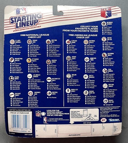 1988 KENNER START LINEUP ROGER CLEMENS BOSTON RED SOX con CARTA DA TRADING (MOC)* - Foto 2 di 2