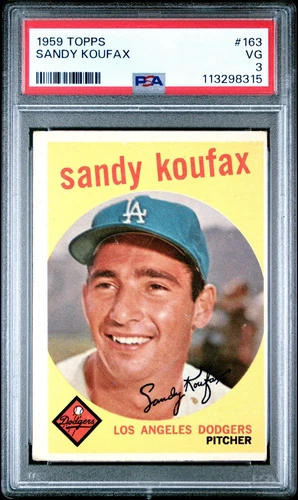 1959 Topps Baseball Sandy Koufax #163 PSA 3 DODGERS VG HOF