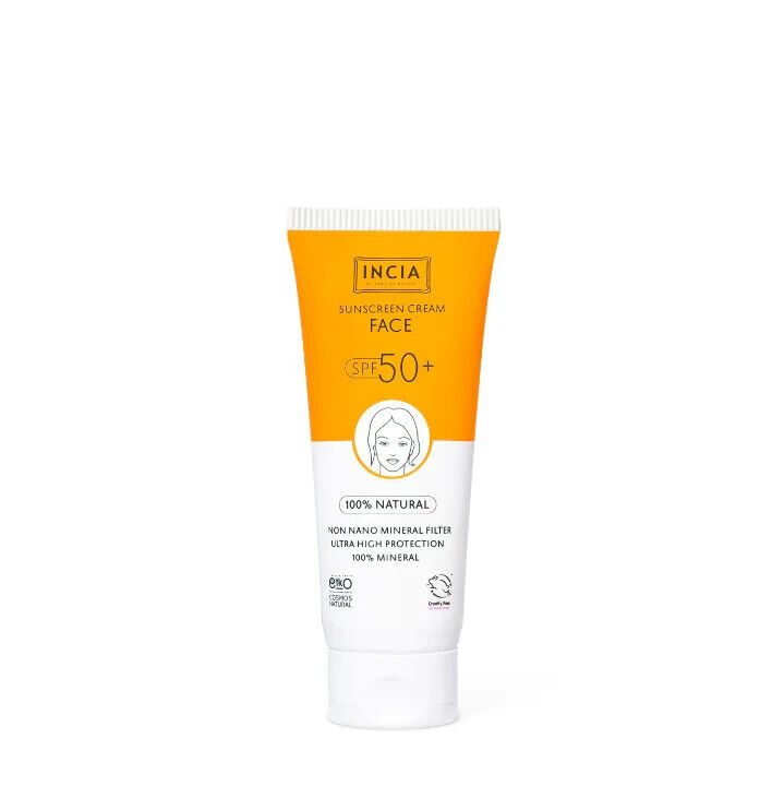INCIA 100 Natural Face Sunscreen SPF50 Mineral Broad Spectrum Chemical Free