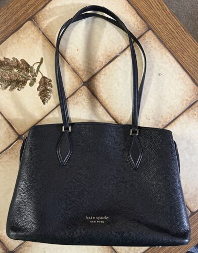 Kate Spade New York Women’s Leather Zeezee Large Black Laptop Work Shoulder Bag - Picture 10 of 11