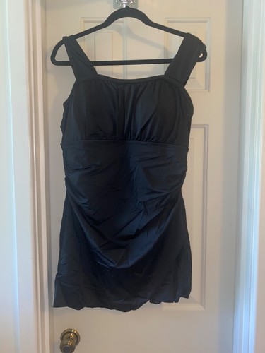 AMBERNOON II by Dr. Erum UPF 50 Wide Strap Swim Dress BLACK sz 12 - NWT! - Picture 1 of 4