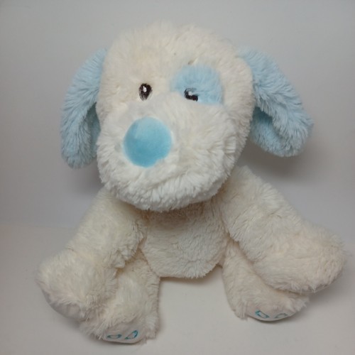 Okie Dokie Plush 10" Dog White With Blue Ears & Tail Stuffed Animal Puppy - Picture 11 of 12