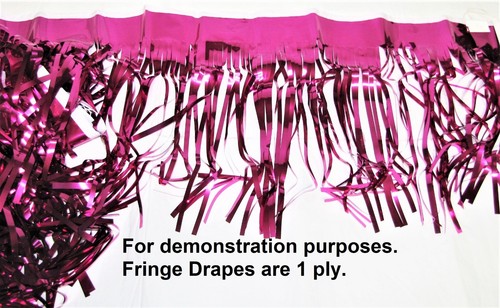 Cerise Metallic Fringed Drape #55039-C, 15 in x 10 ft, 1 ply PVC fringe, 1/pk - Picture 8 of 9