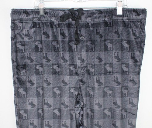 GEORGE Men's Black Plaid Velour Pajama/Lounge Pants SZ XL (40-42) Elastic Waist - Picture 2 of 7