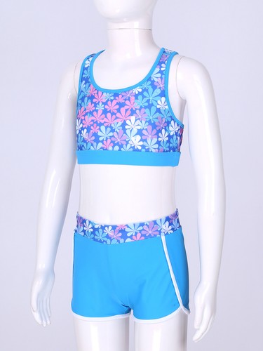 3PCS Kids Swimwear Bathing Suits Halter Tank Briefs Set Beach Print Swimsuit - Picture 63 of 75