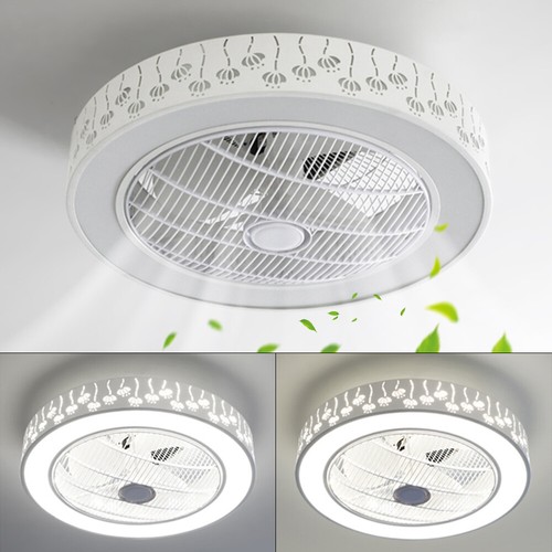 22'' Modern Ceiling Fan Remote Control Dimmable LED Light Flush Mount Chandelier