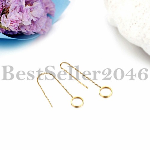 Pendientes colgantes de borla enhebradora de 2-6 piezas Pendientes colgantes de cadena larga circular para mujer - Imagen 9 de 21