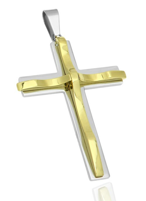 Kreuz Anhnger Halskette Edelstahl Herren Damen Zwei-Schicht-Optik Kugelkette 2090₽