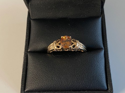 SUPERB 9CT GOLD MANDARIN CITRINE RING SIZE Q - Picture 8 of 8