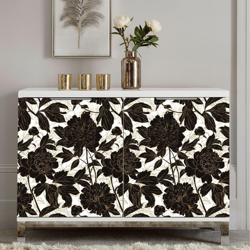 17.3"x118" Floral Peel and Stick Wallpaper Brown and Gold Floral Contact Paper - Picture 4 of 8