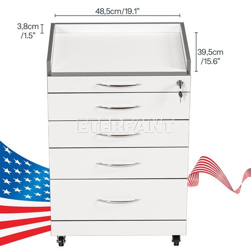 Dental Trolley Cart with Socket/Cart Acrylic Mobile Wooden Cabinet 4/5Drawers US - Picture 5 of 90