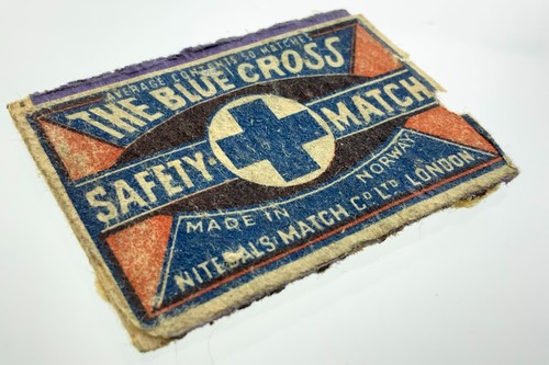 Vintage Streichholzbox Abdeckung nur The Blue Cross Sicherheitsstreichholz Nitedals Norwegen GG144 - Bild 3 von 4