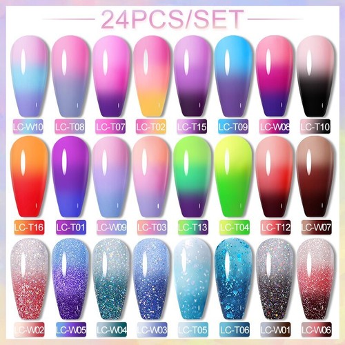 20/24PCS Smalto Gel Termico Set 3 Strati Temperatura Smalto Cambia Colore - Foto 27 di 90