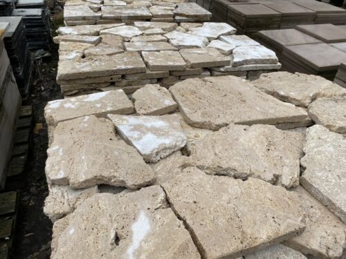 Terrassenplatten Naturstein Travertin Polygon Platten beige 1qm - Bild 2 von 8