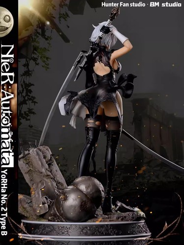 NieR:Automata YoRHa n.2 action figure in resina tipo B statua 2B con 2 teste in magazzino - Foto 3 di 7