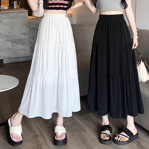 Women Girls A-Line Long Skirts Elastic Waist Summer Casual Maix Skirt Long Dress - Picture 6 of 20