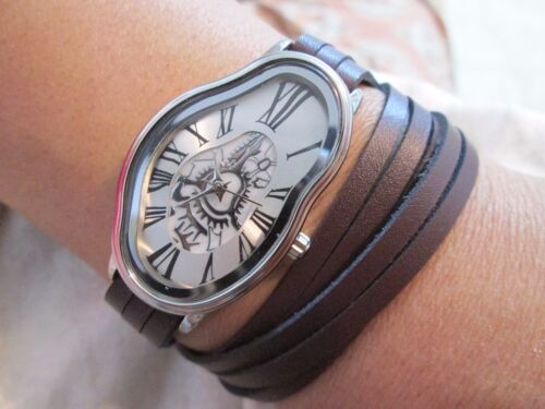 Fluid Wavy Softwatch Salvador Dali Melting Time Watch Ladies Leather wrap watch - Picture 7 of 12