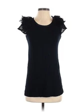 Design History Women Black Short Sleeve Top S cute sleeves Very Nice Hardly Used