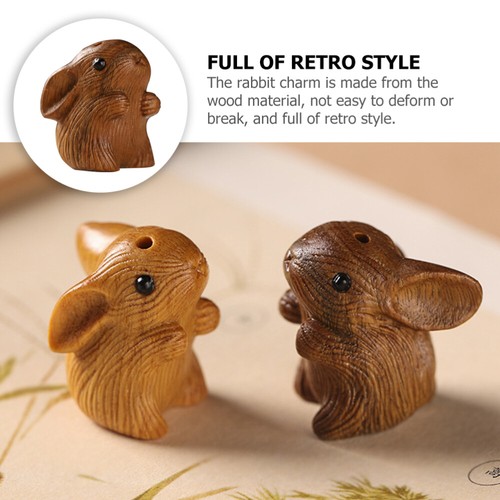 Green Sandalwood Cute Rabbit Keychain Jewelry Men Women Bunny Keyring - 第 9/12 張圖片
