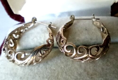 DESIGNER STERLINGSILBER ""FILIGRANE REIFEN"" Vintage OHRRINGE - Bild 3 von 4