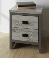 GFW Boston 2 Drawer Bedside Table In Grey 