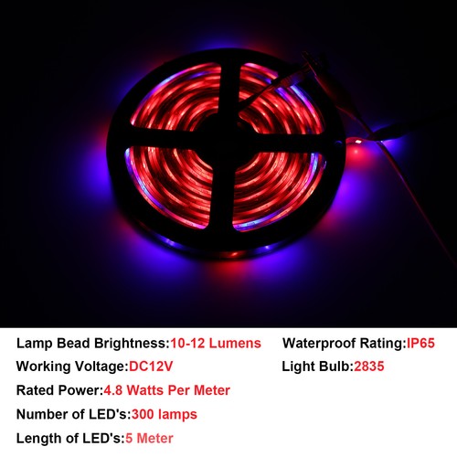 Led Strip Lights 16 Ft 5m Flexible Multi Color RGB 2835 300 leds 4 Pin+Tape 12V - Picture 5 of 11